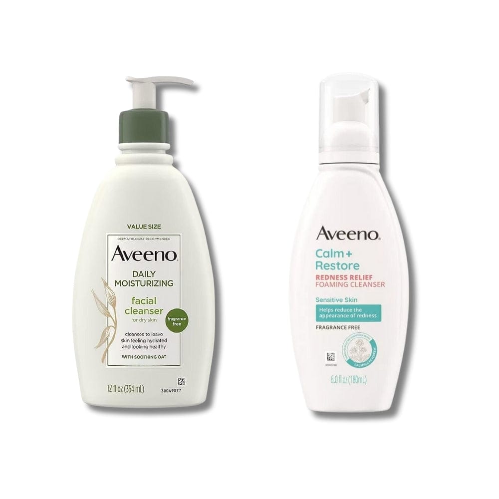 Aveeno Daily Moisturizing Unscented Facial Cleanser 354 ml & Anti-Redness Face Wash Foam 180ml