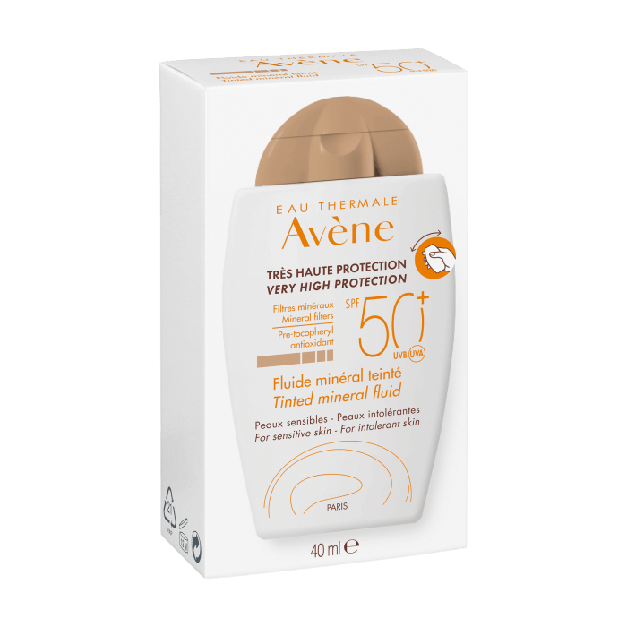 Avene Fluide Mineral Teintee Spf 50 40 ml Tinted Sunscreen -3 Pack