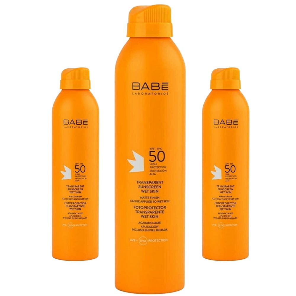 Babe Transparent Sunscreen Wet Skin Spf 50 Sun Spray 200 ml -3 Pack