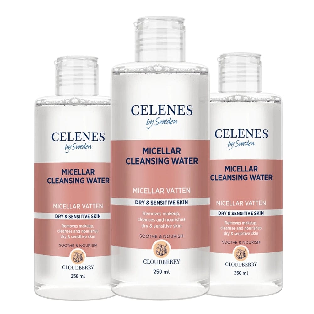 Celenes by Sweden Cloudberry Micellar Cleasing Water 250 ml / 8.5 fl oz -3 Pack