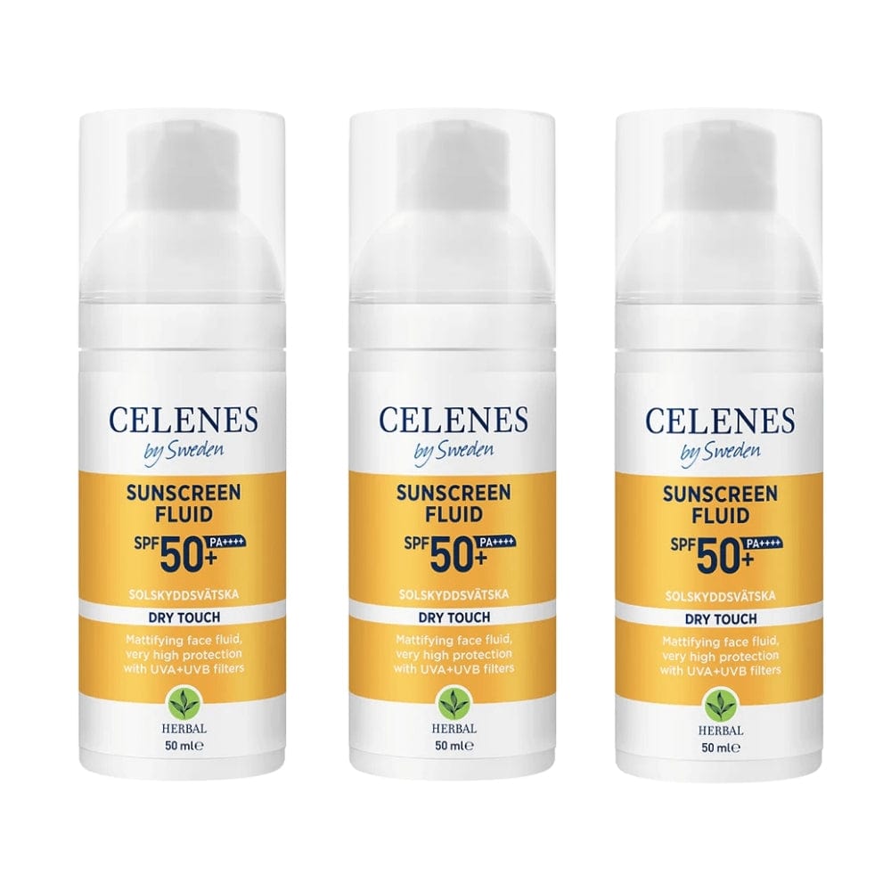 Celenes by Sweden Herbal Sunscreen Dry Touch Fluid Spf 50 50 ml / 1.7 fl oz -3 Pack