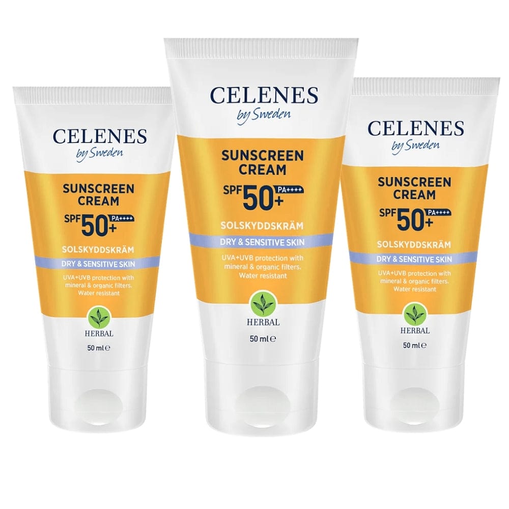 Celenes by Sweden Herbal Sunscreen Face Cream Spf 50 Dry / Sensitive 50 ml / 1.7 fl oz -3 Pack