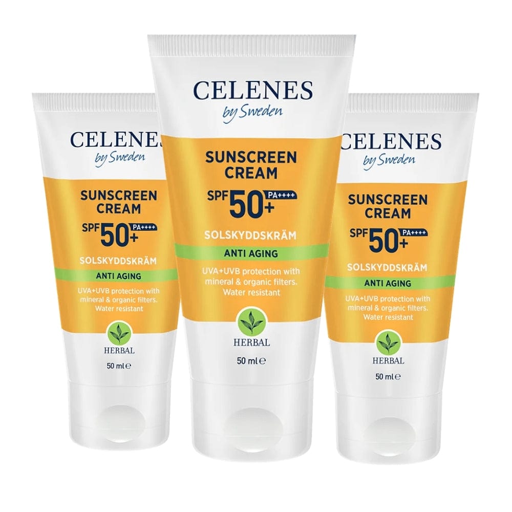 Celenes by Sweden Herbal Sunscreen Face Cream Spf Anti Aging 50 Spf 50 ml / 1.7 fl oz -3 Pack