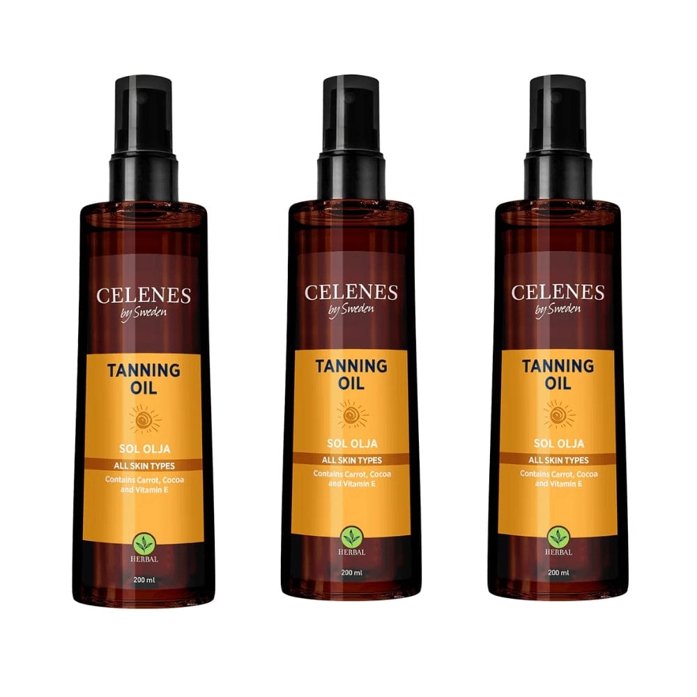 Celenes by Sweden Herbal Tanning Oil 200 ml / 6.8 fl oz -3 Pack