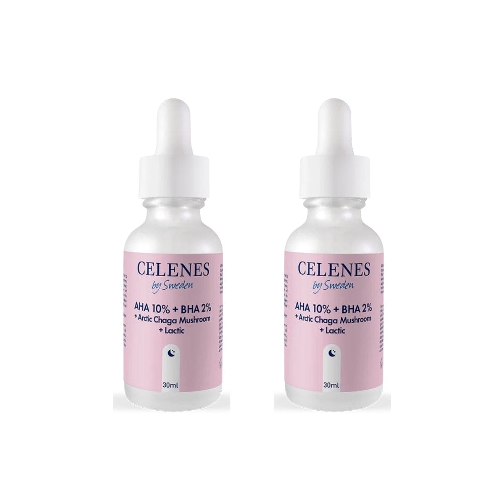Celenes by Sweden Rena AHA 10% + BHA 2% + Arctic Chaga Mushroom + Lactic 30 ml-2 Pack