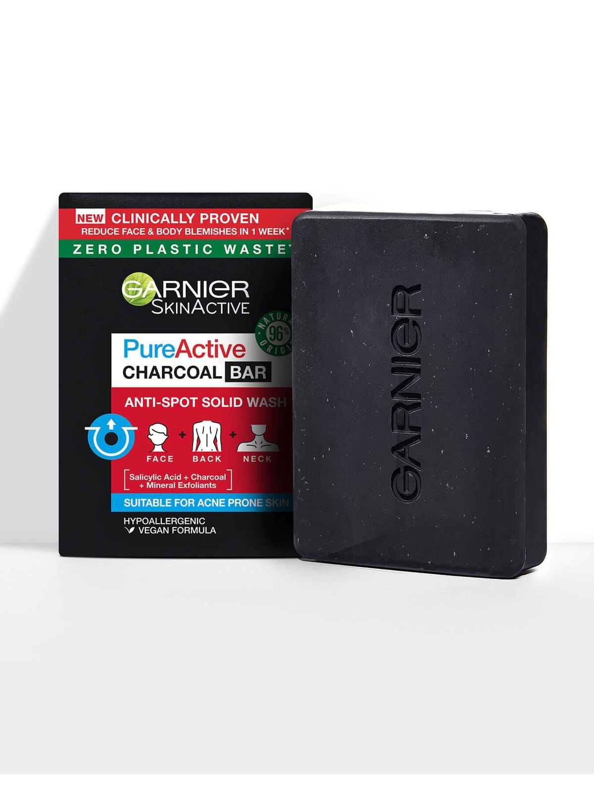 Garnier Pure Active Anti-Spot and Blackhead Solid Wash Charcoal Bar 100g