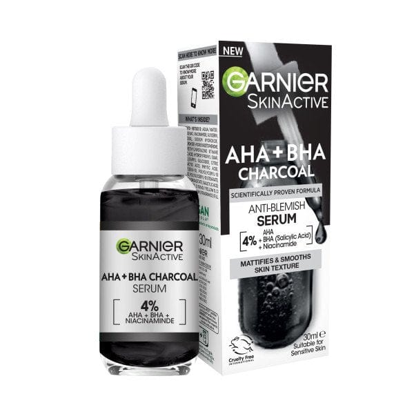 Garnier Skin Active 4% AHA + BHA & Niacinamide Charcoal Face Serum 30 ml 2 Pack
