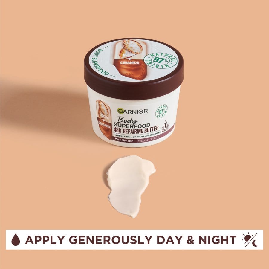 Garnier Superfood Garnier Body Superfood Cocoa & Ceramide Body Cream 380ml 3 Pack