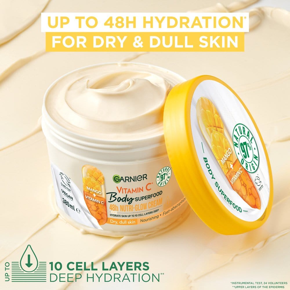 Garnier Superfood Vitamin C & Mango Body Cream 380ml 3 Pack