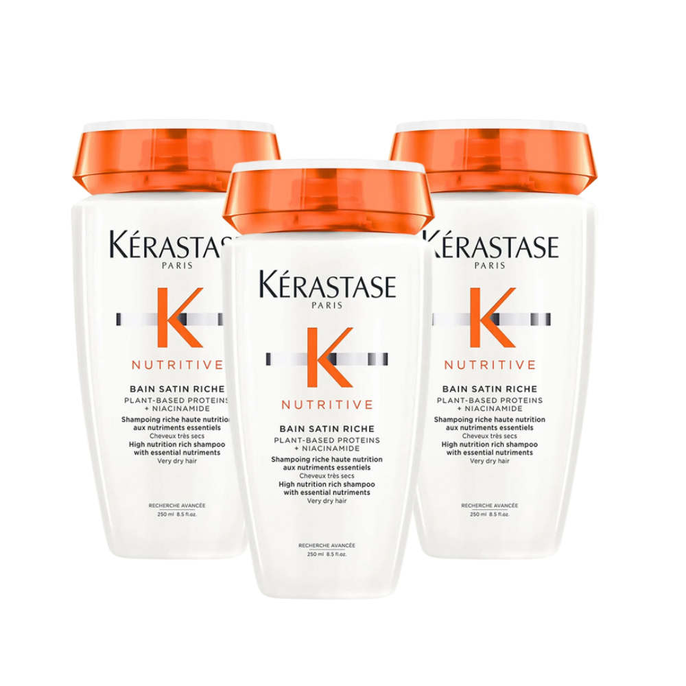Kerastase Nutritive Bain Satin No:2 Nourishing Shampoo for Dry Hair 250ml 3 Pack
