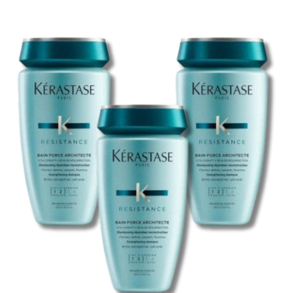 Kerastase Resistance Reconstruction Bain Force Architecte Repair Shampoo for Damaged Hair 250ml 3 Pack