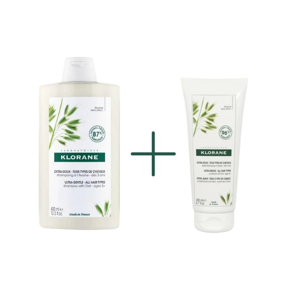 Klorane Ultra Sensitive Shampoo with Oats 400 ml & Ultra Sensitive Conditioner with Oats 200 ml