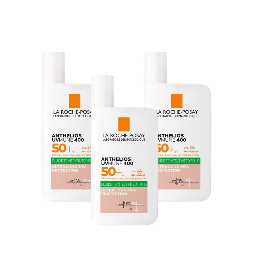 La Roche Posay Anthelios Oil Control Fluid 50+ Tinted Face Sunscreen 50 ml 3 Pack