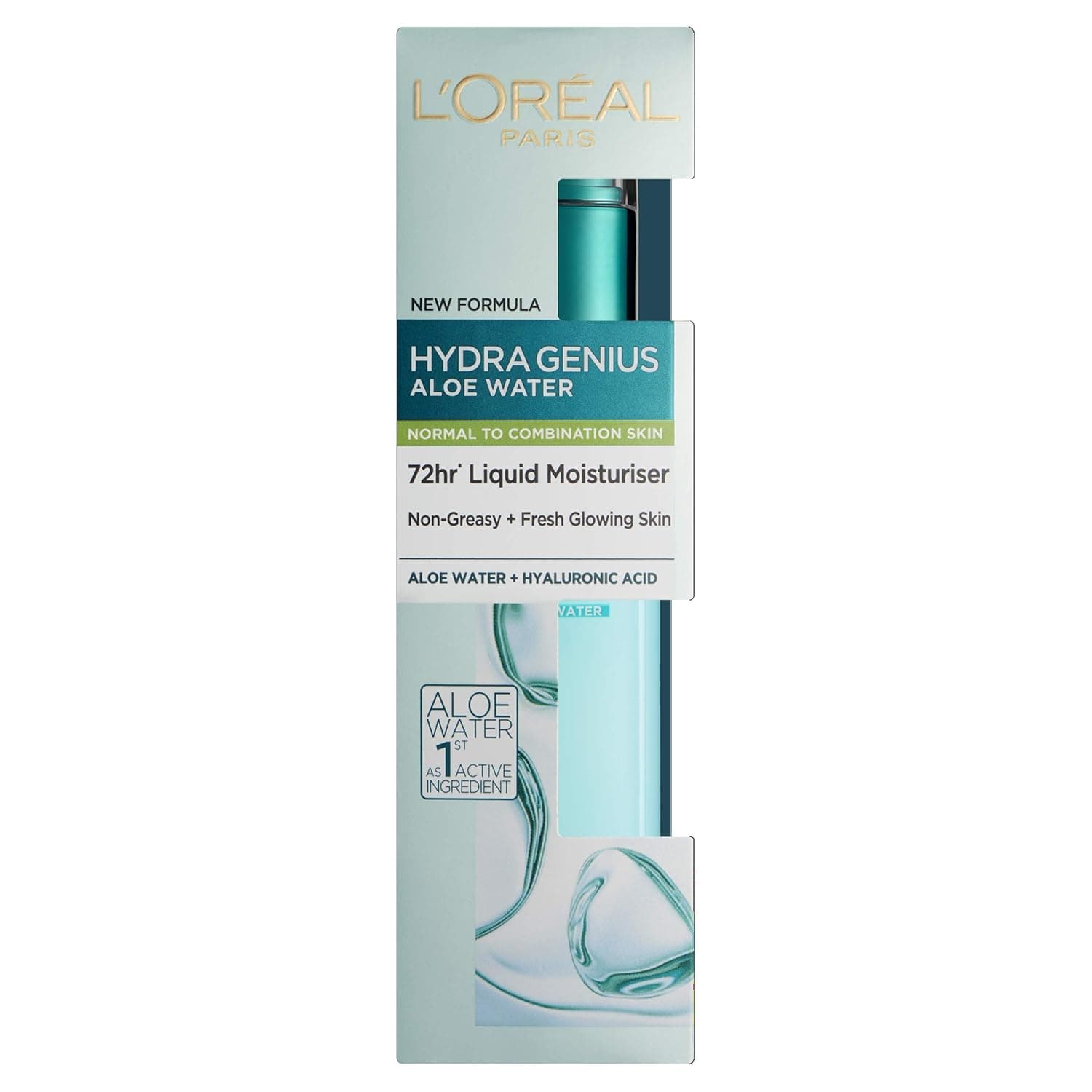 Loreal Paris Hydra Genius Hyaluronic Acid + Aloe Vera Liquid Moisturiser for Normal to Combination Skin, 70ml 2 Pack