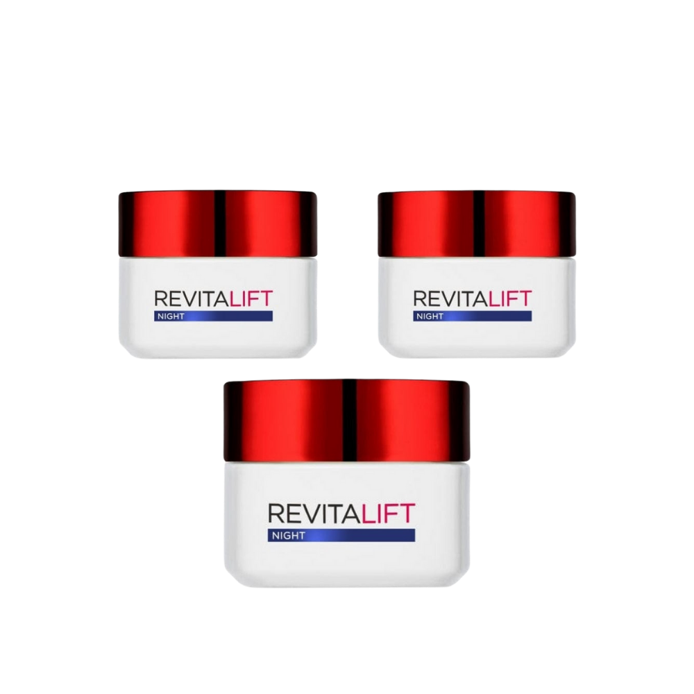 Loreal Paris Revitalift Anti-Wrinkle Night Cream with Elastin 50 ml 3 Pack