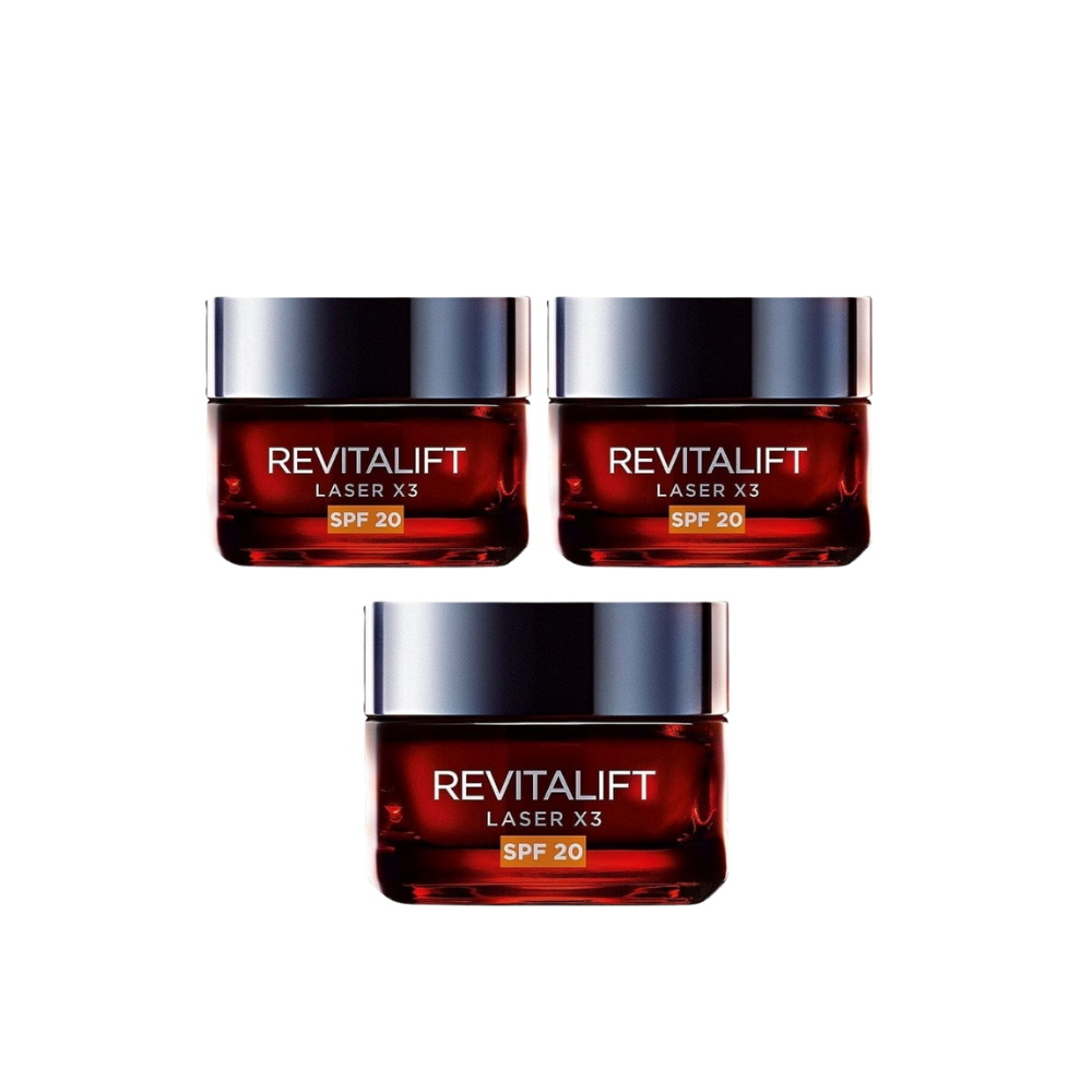 Loreal Paris Revitalift Laser X3 SPF20 Anti-Blemish and Wrinkle Cream 50 ml 3 Pack