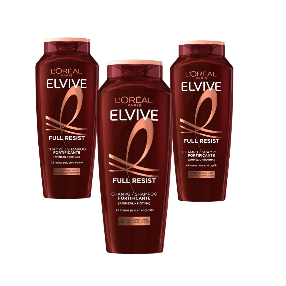 Loreal Paris Elvive Full Resist Fortifying Shampoo 300ml 3 Pack