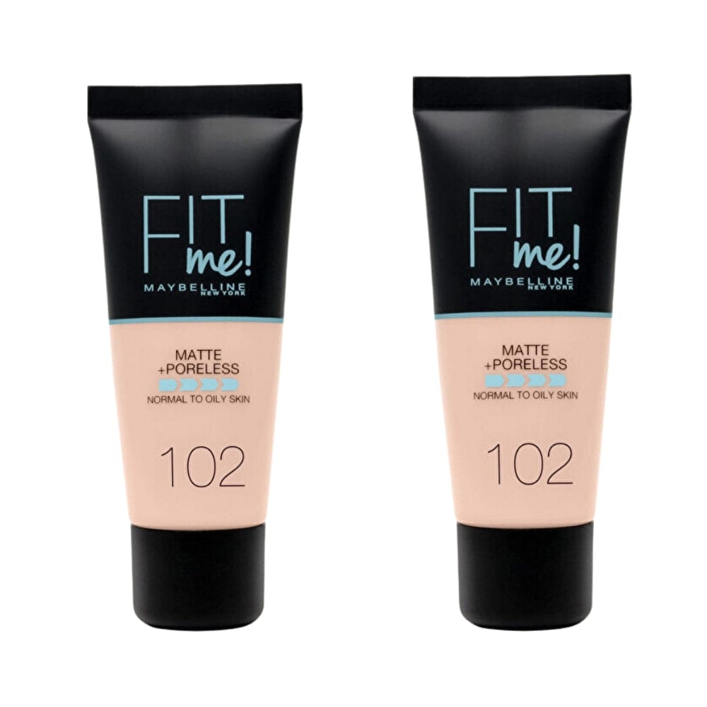 Maybelline Fit Me Matte+Poreless Foundation No:102 Fair Ivory 30ml -2 Pack