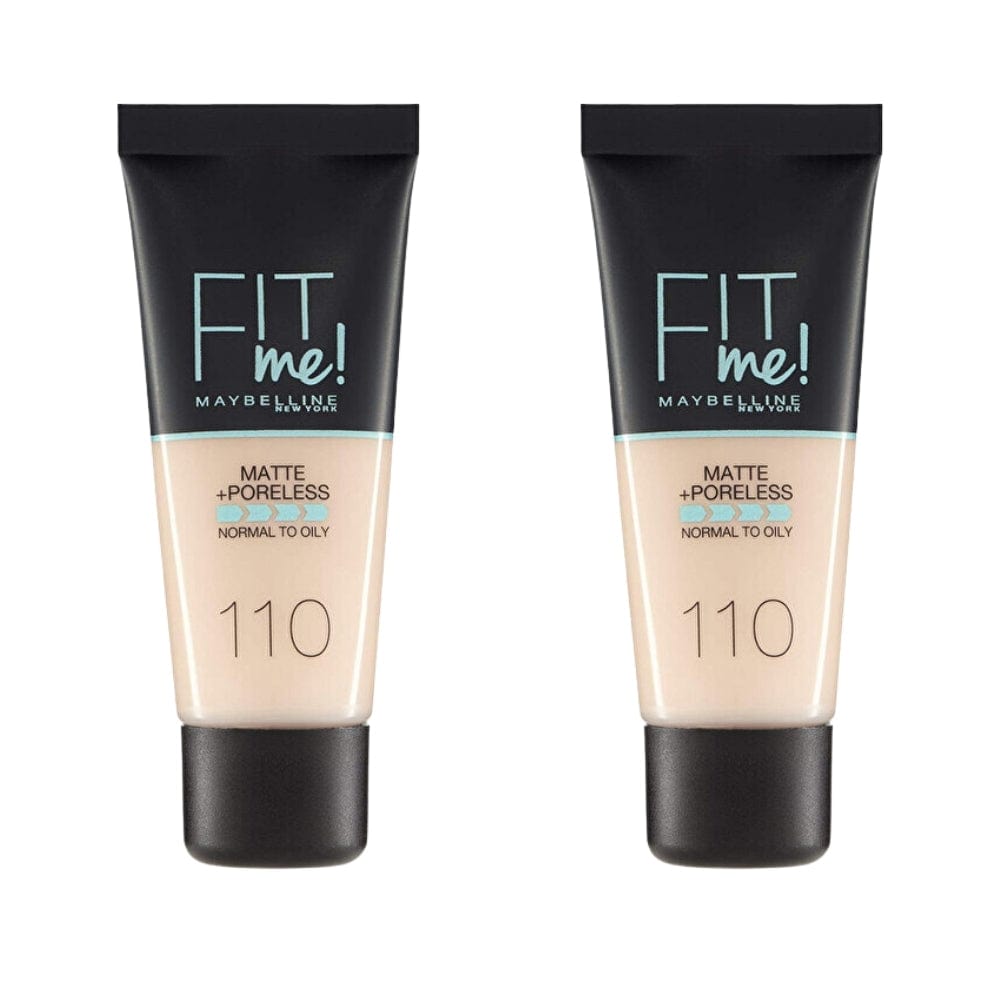 Maybelline Fit Me Matte+Poreless Foundation No:110 Porcelain 30ml - 2 Pack