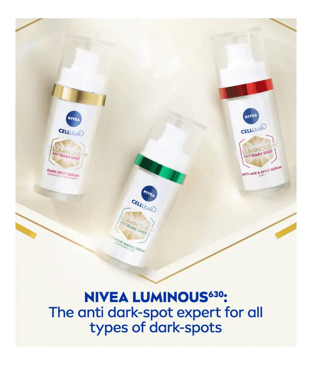 Nivea Luminous 630 Anti-Age & Dark Spot 2-in-1 Serum with Collagen Booster 30ml / 1 fl.oz - 3 Pack