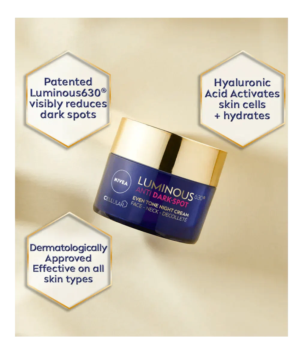 Nivea Luminous 630 Anti Dark Spot Night Cream  50ml / 1.7 fl oz - 2 Pack