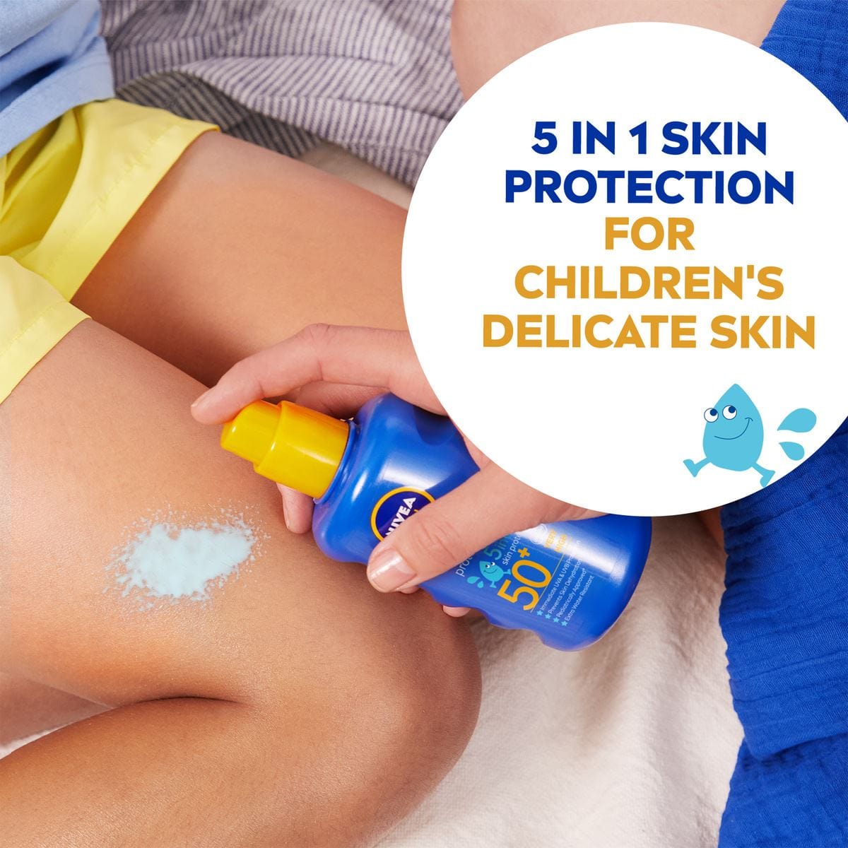 Nivea Sun Kids Protect & Care Coloured Sun Cream Spray SPF50+ 200ml / 6.8 fl.oz - 3 Pack