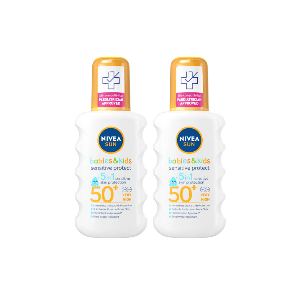 Nivea Sun Kids Sensitive Protect SPF 50+ Sun Lotion Spray 200ml / 6.8 fl.oz - 2 Pack