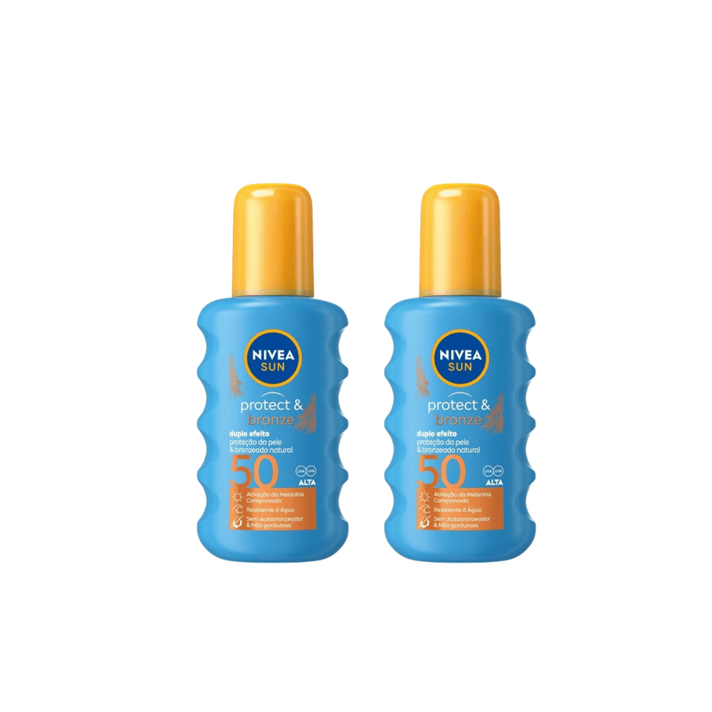Nivea Sun Protect & Bronze Tan Activating Sun Cream Spray SPF50 200ml / 6.8 fl.oz - 2 Pack