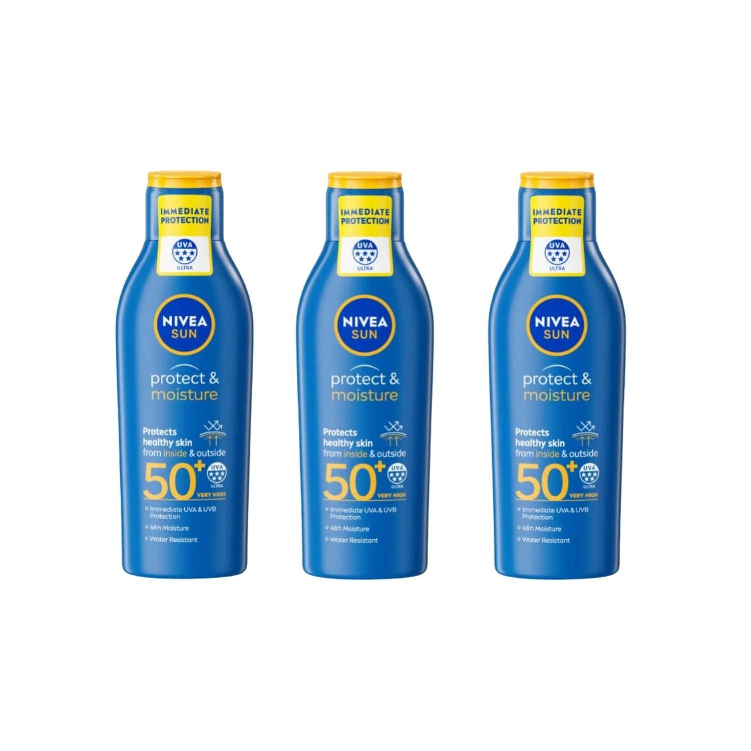 Nivea Sun Protect & Moisture Sun Cream Lotion SPF50+ 200ml / 6.8 fl.oz - 3 Pack
