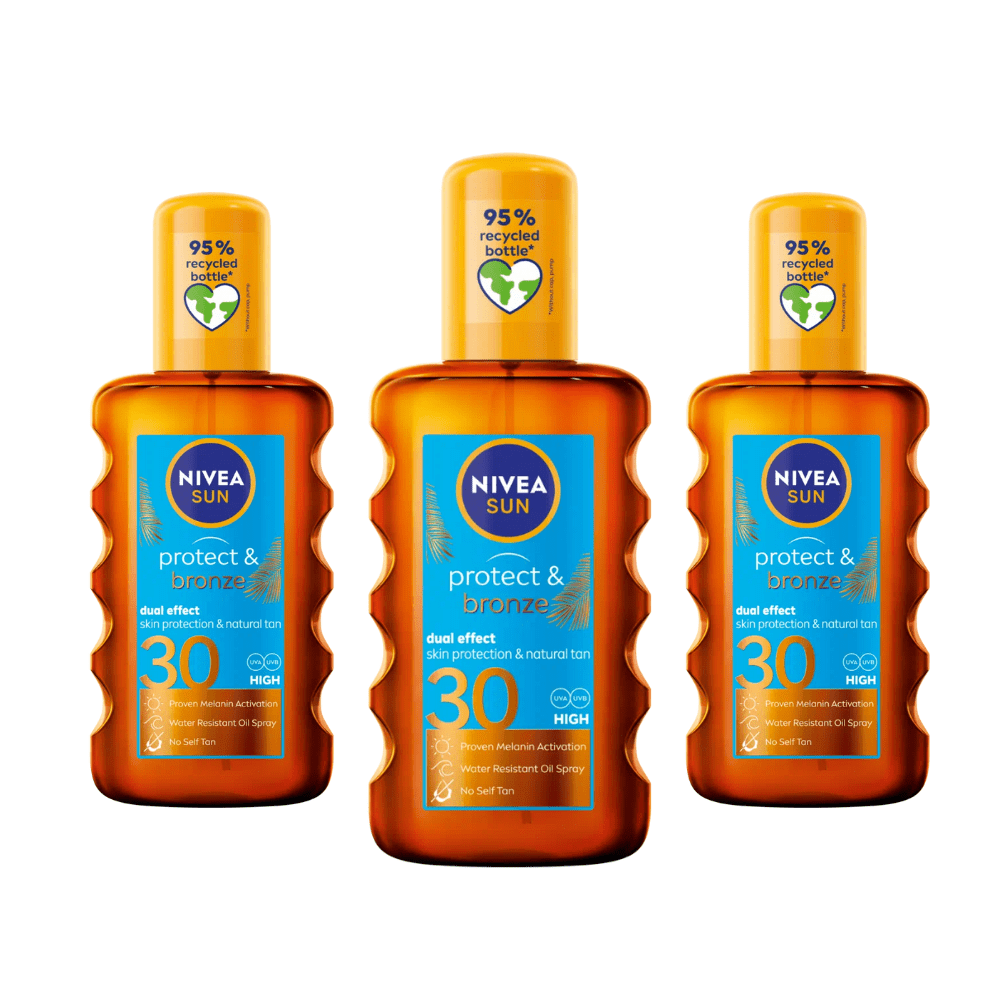 Nivea Sun Tan Activating Oil SPF30 Protect&Bronze 200ml / 6.8 fl.oz - 3 Pack