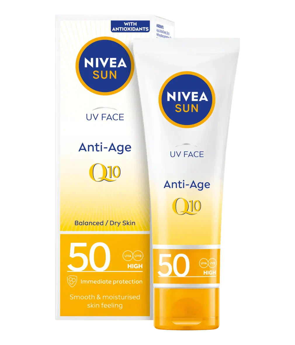 Nivea Sun UV Face Q10 Anti-Age Sun Cream SPF50 50ml / 1.7 fl oz - 3 Pack