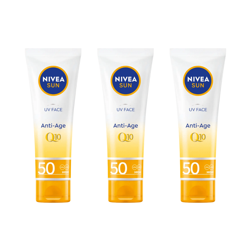 Nivea Sun UV Face Q10 Anti-Age Sun Cream SPF50 50ml / 1.7 fl oz - 3 Pack