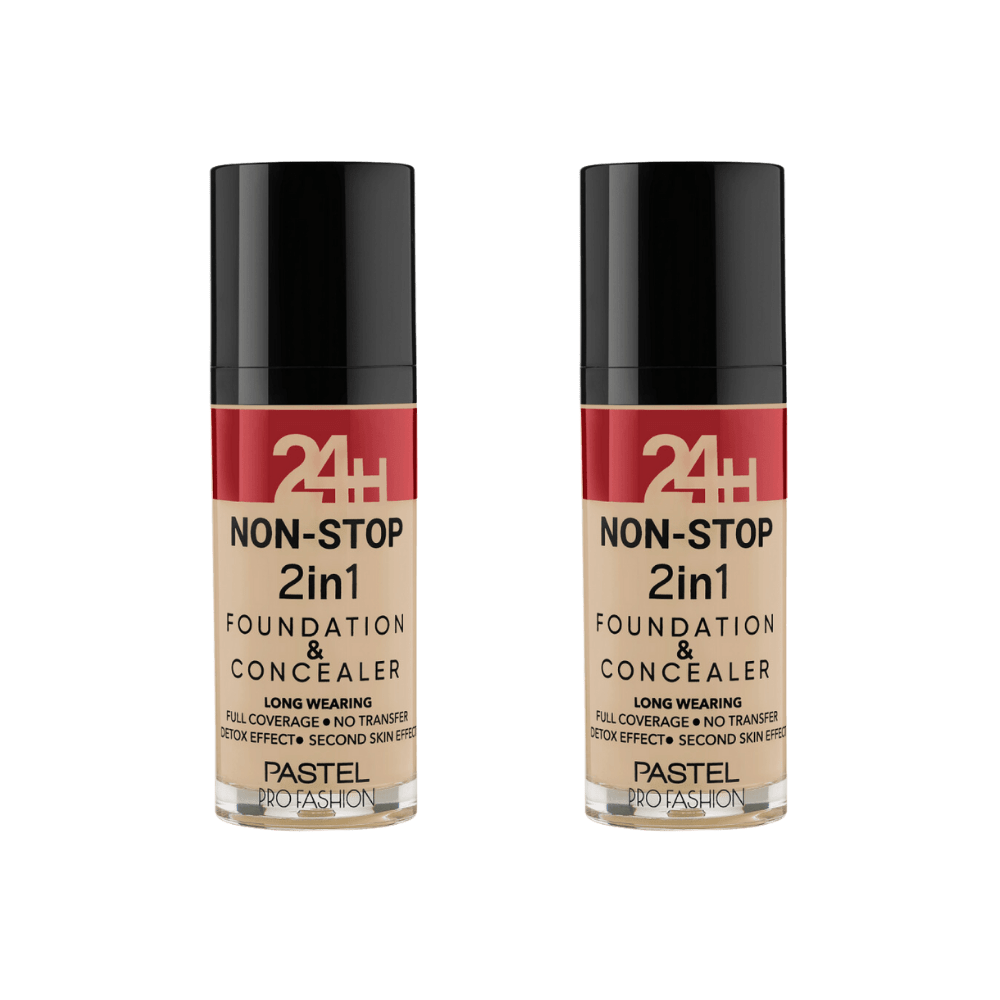 Pastel 24H Non-Stop 2in1 Foundation & Concealer - 604 Vanilla 2 Pack