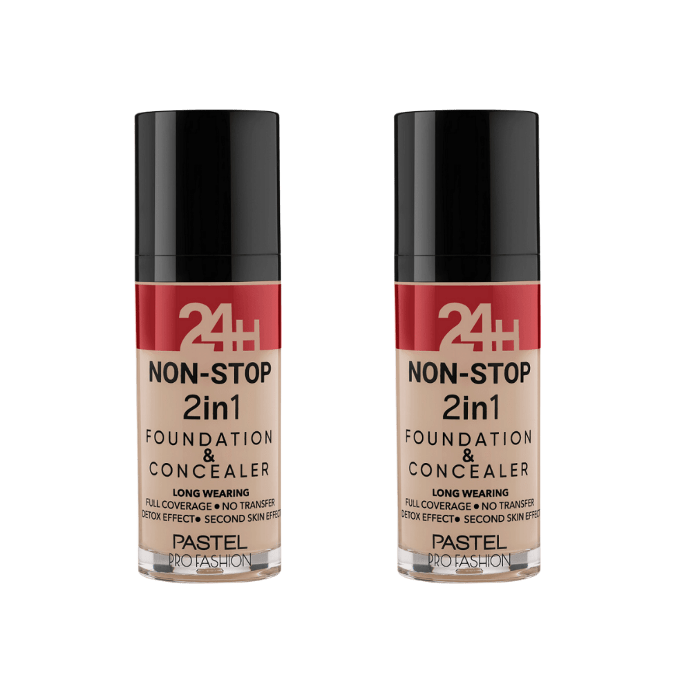 Pastel 24H Non-Stop 2in1 Foundation & Concealer - 606 Warm 2 Pack
