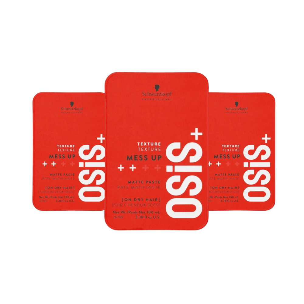 Schwarzkopf Osis Mess Up Matte Styling Gum Paste 100ml | Medium Hold Matte Look Easy Shape Flexible Wax 3 Pack
