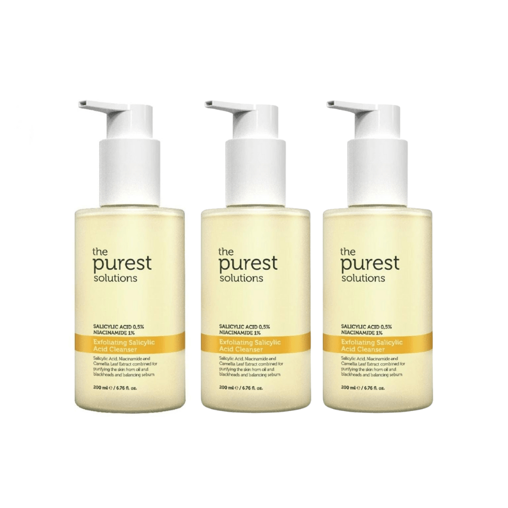 The Purest Solutions Cleanser Facial Cleansing Gel with Salicylic Acid 200ml 3 Pack