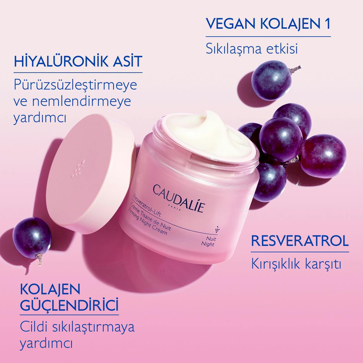 Caudalie Resveratrol Lift Sıkılaştırıcı Etkili Gece Bakım Kremi - Yedek Kapsül 50 ml - Melori