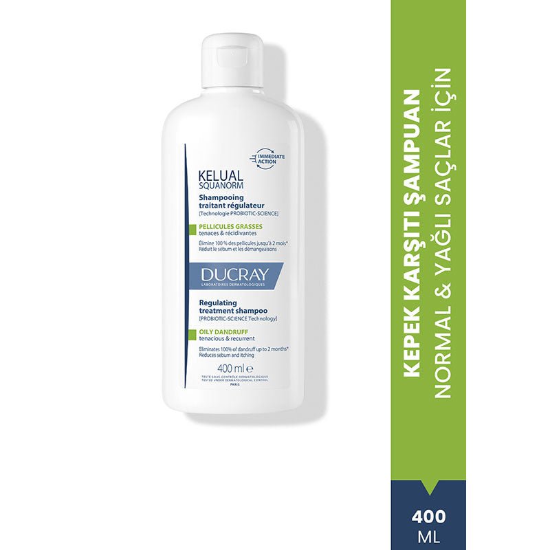 Ducray Kelual Squanorm Yağlı Saçlar için Kepek Şampuanı 400 ml - Melori