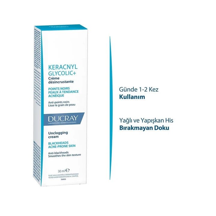 Ducray Keracnyl Glycolic+ Siyah Nokta ve Parlama Karşıtı Bakım Kremi 30ml - Melori