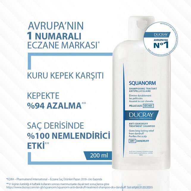 Ducray Squanorm Kuru - Kepek Önleyici Şampuan 200 ml - Melori
