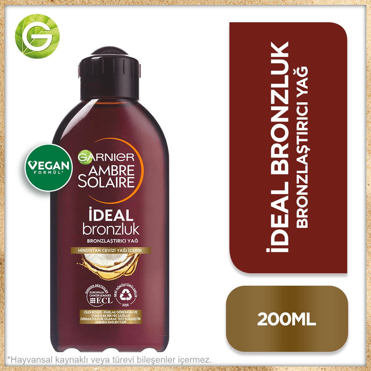 Garnier Ambre Solaire İdeal Bronzluk Bronzlaştırıcı Yağ 200ML - Melori