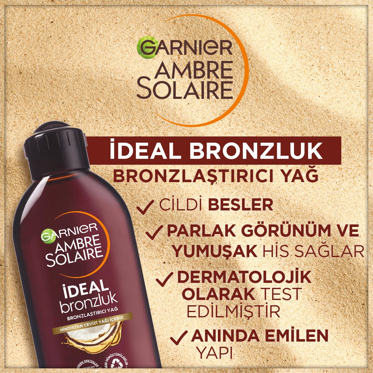 Garnier Ambre Solaire İdeal Bronzluk Bronzlaştırıcı Yağ 200ML - Melori