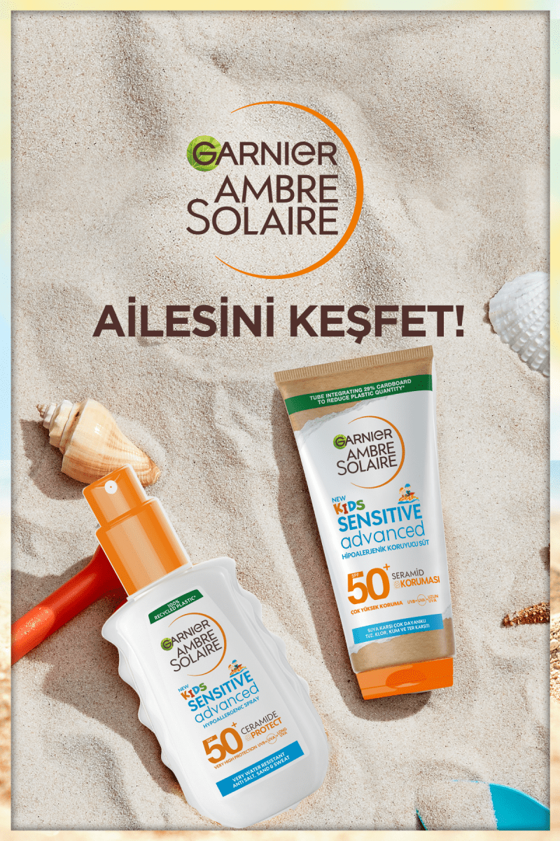 Garnier Ambre Solaire Sensitive Advanced Çocuk Hipoalerjenik Güneş Koruyucu Süt SPF50+ 175ML - Melori