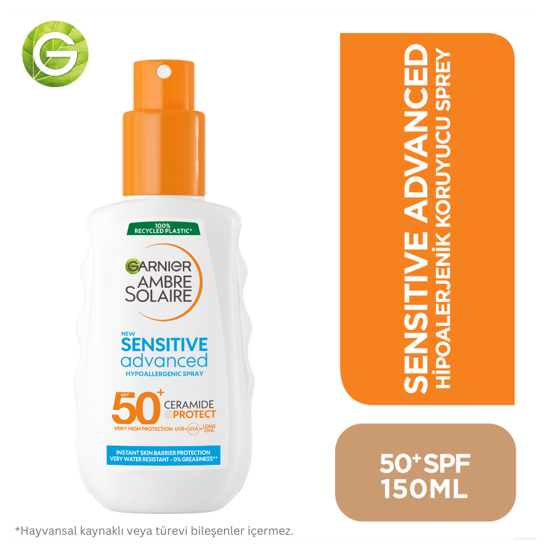 Garnier Ambre Solaire Sensitive Advanced Hipoalerjenik Güneş Koruyucu Sprey SPF50+ 150ML - Melori