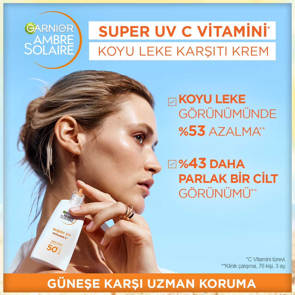 Garnier Ambre Solaire Super UV C Vitamini Koyu Leke Karşıtı Fluid Yüz Güneş Kremi SPF50+ 40ML - Melori
