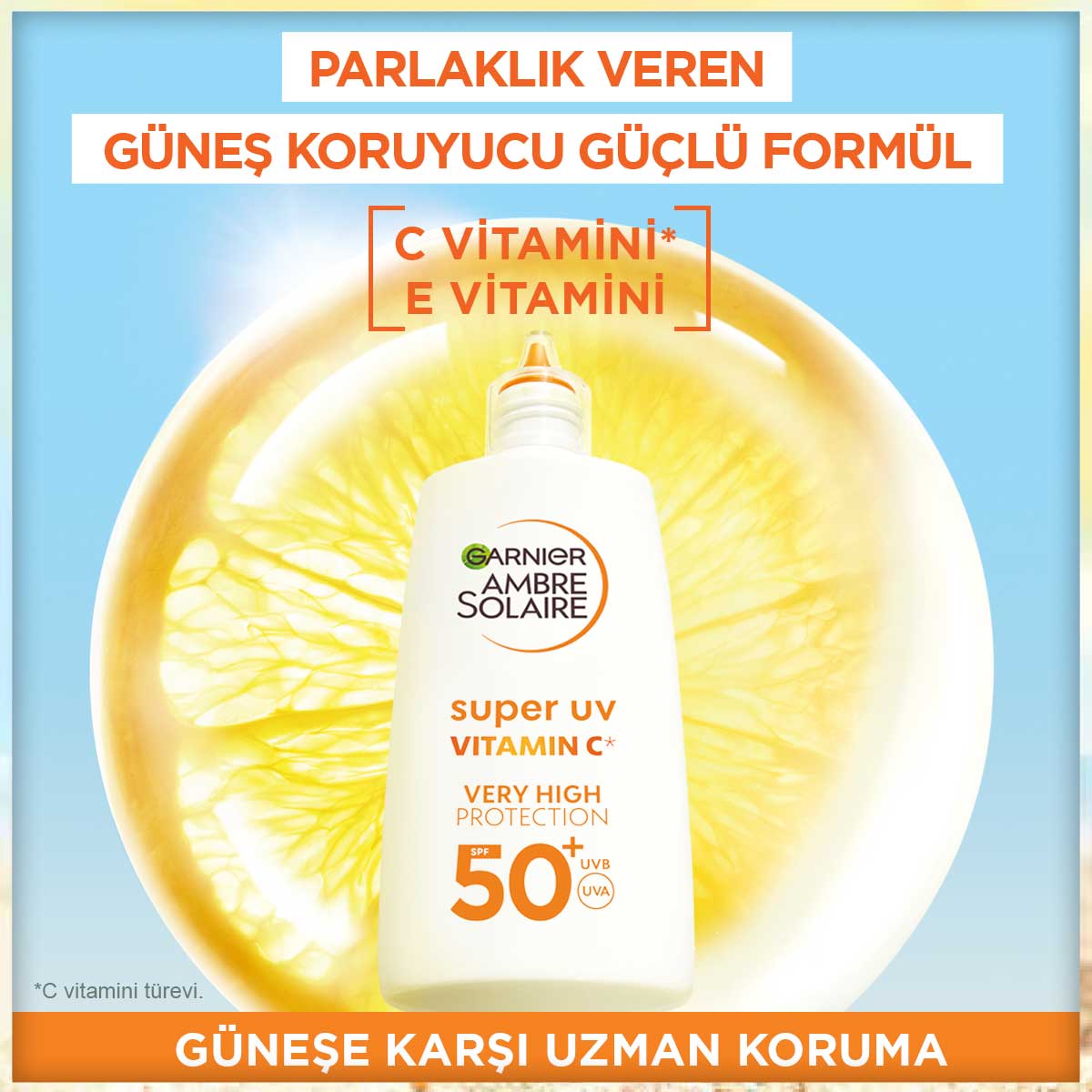 Garnier Ambre Solaire Super UV C Vitamini Koyu Leke Karşıtı Fluid Yüz Güneş Kremi SPF50+ 40ML - Melori