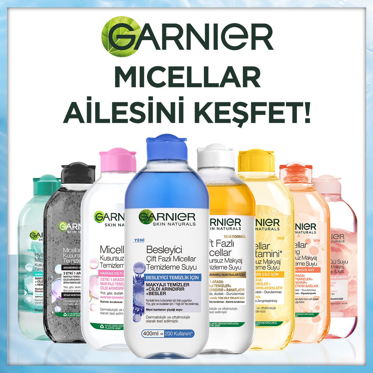 Garnier Besleyici Çift Fazlı Micellar Temizleme Suyu 400 ml - Melori