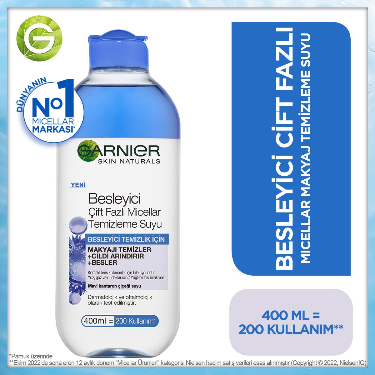 Garnier Besleyici Çift Fazlı Micellar Temizleme Suyu 400 ml - Melori
