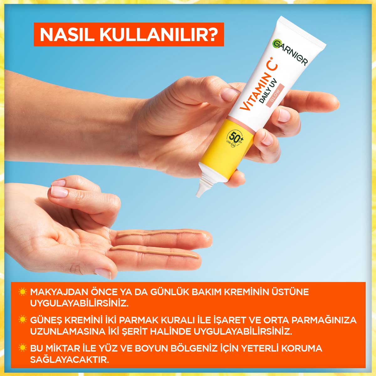 Garnier C Vitamini Parlak Günlük UV Korumalı Güneş Yüz Kremi Işıltılı Doku SPF50+ 40ml - Melori