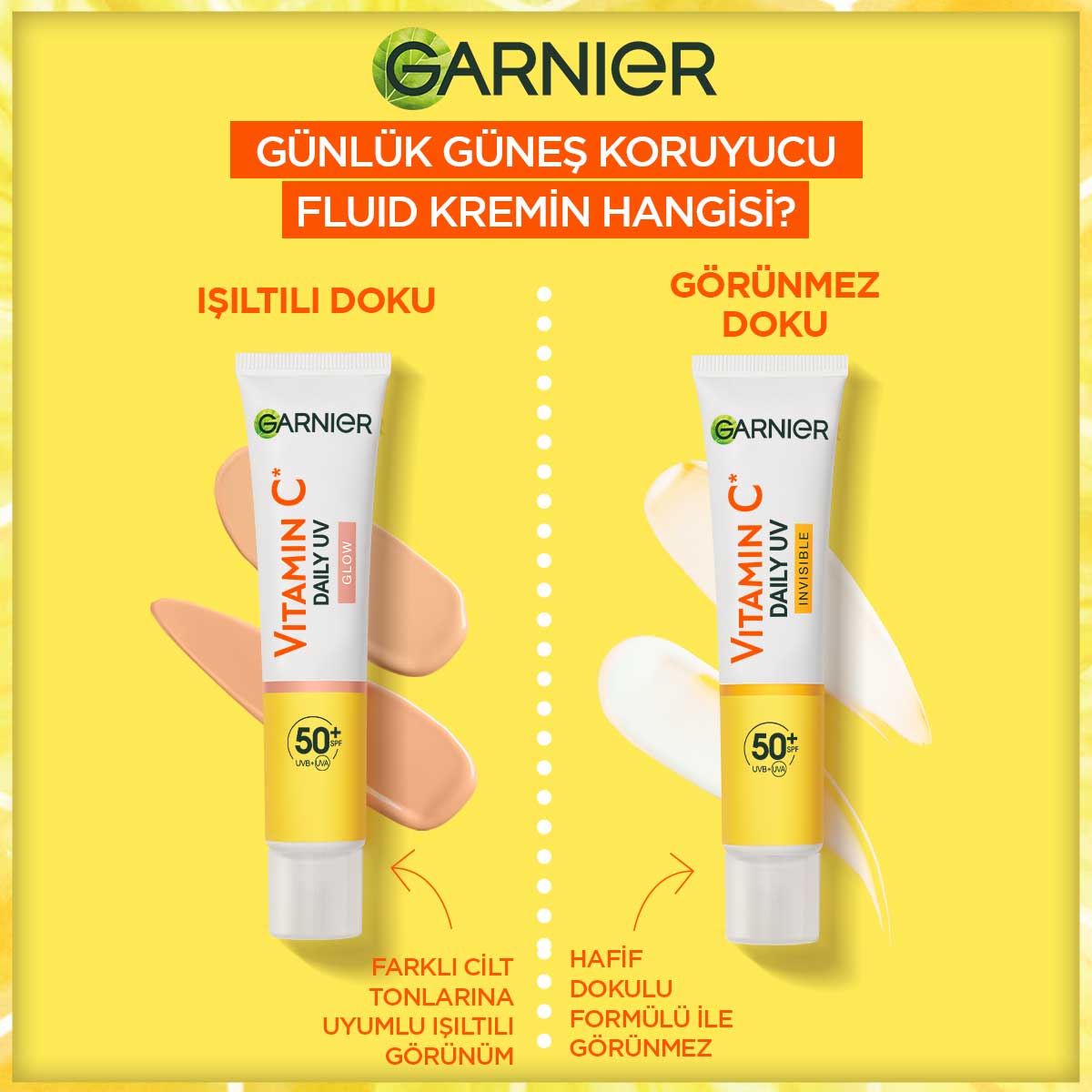 Garnier C Vitamini Parlak Günlük UV Korumalı Güneş Yüz Kremi Işıltılı Doku SPF50+ 40ml - Melori